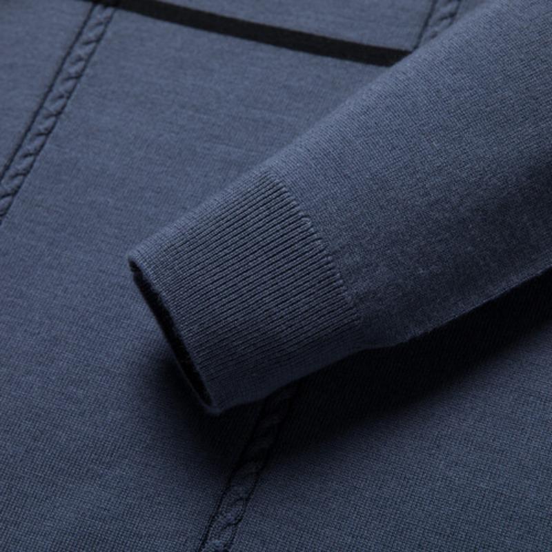 Новый шерстяной свитер, мужской свитер из чистой шерсти с длинными рукавами и полувысоким воротником, полосатый нижний свитер, джемпер, камвольный пуловер Tide