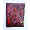 LARGE Leather Journal Handmade Journal 7 Stones On Top Handcrafted with Pure Leather Blank Spell Book of Shadows Grimoire Deckle Edge Paper