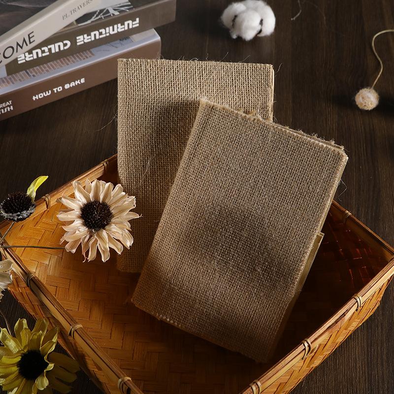 A5 Retro Linen Rough Hand Ledger Hardcover Sewing Line Blank Kraft Paper for Diy Travel Materials Inspiration Hand Ledger