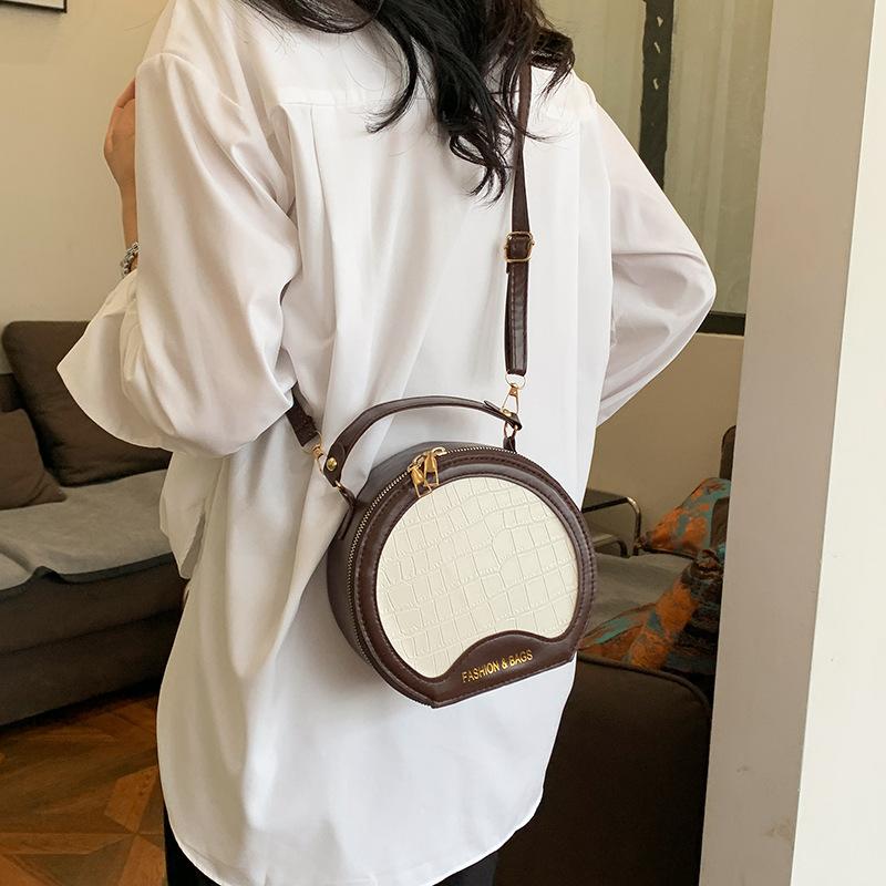 Фактурная модная сумка через плечо на одно плечо, новая модная контрастная цветная сумка через плечо, простая сумка, маленькая круглая сумка