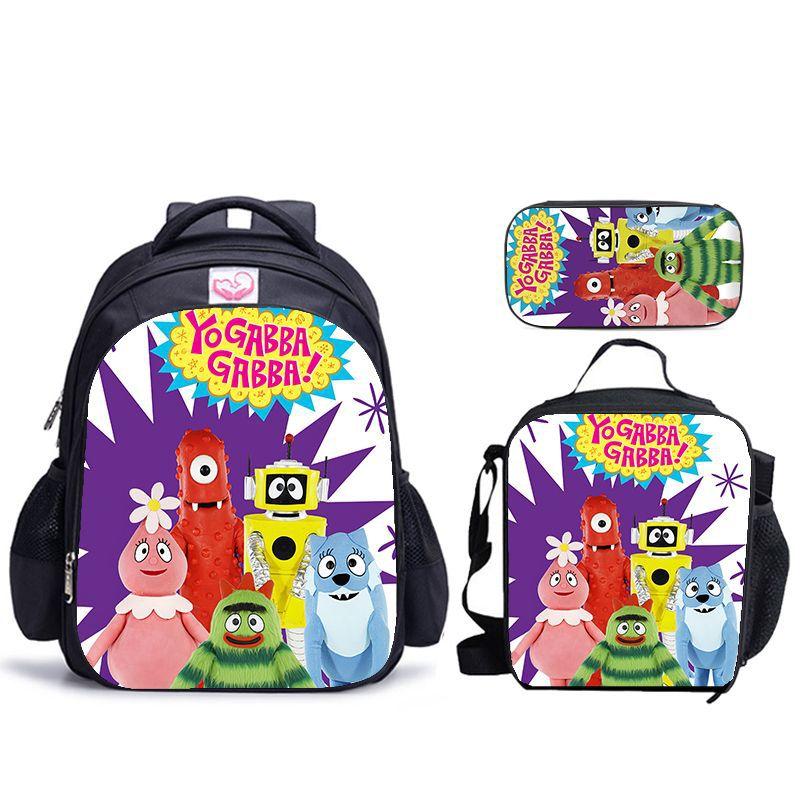 Школьный набор с принтом Yogabbagabba Yo Gabba Gabbalan Рюкзак Сумка для еды Пенал Набор из 3 предметов