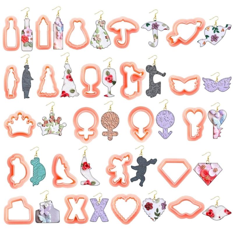 1Set Clay Earring Making Kits with Plastic Cutters Clay Tools and Earring Accessories for Clay Earrings Jewelry Making