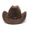 Ethnic Style Suede Western Cowboy Hat Woolen Jazz Top Hat Men And Women'S Ethnic Style Autumn And Winter Felt Hat Big Eaves Hat