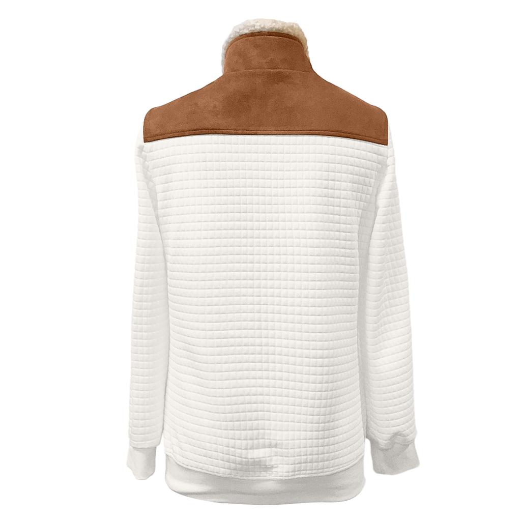 Женская ретро-худи в западном стиле с контрастной стойкой и повседневным кроем