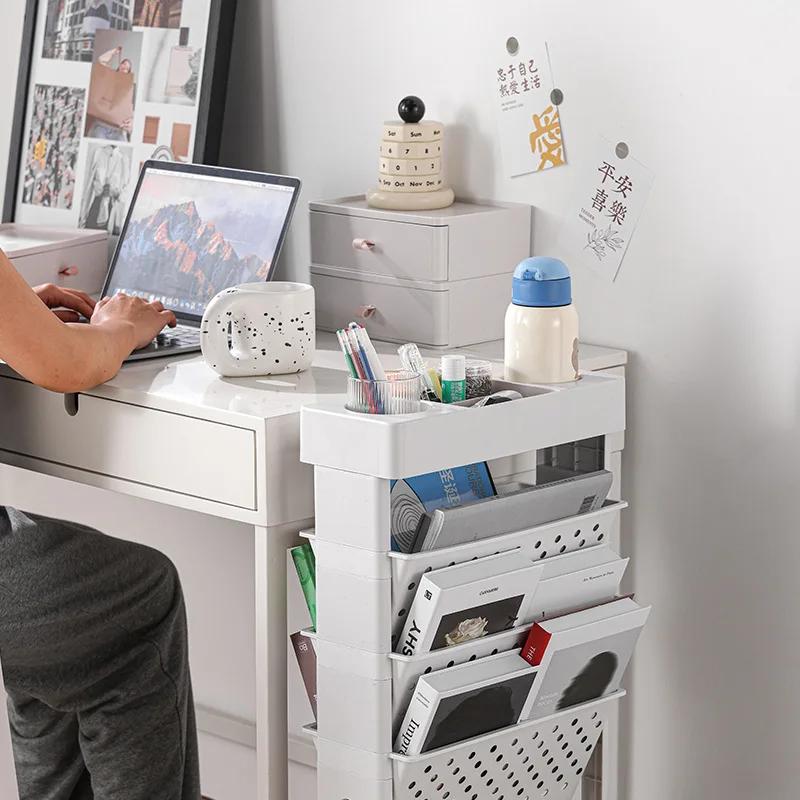 Стеллаж для хранения книг, напольная передвижная книжная полка с колесами, стеллаж для хранения книг в классе, мобильный книжный шкаф большой емкости для учебы