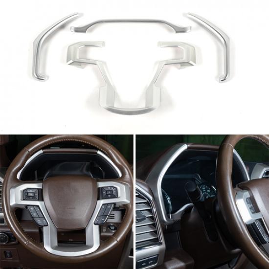 for Ford F-150 15+ Dashboard trument Frame /Steering wheel Decor Cover Bezels