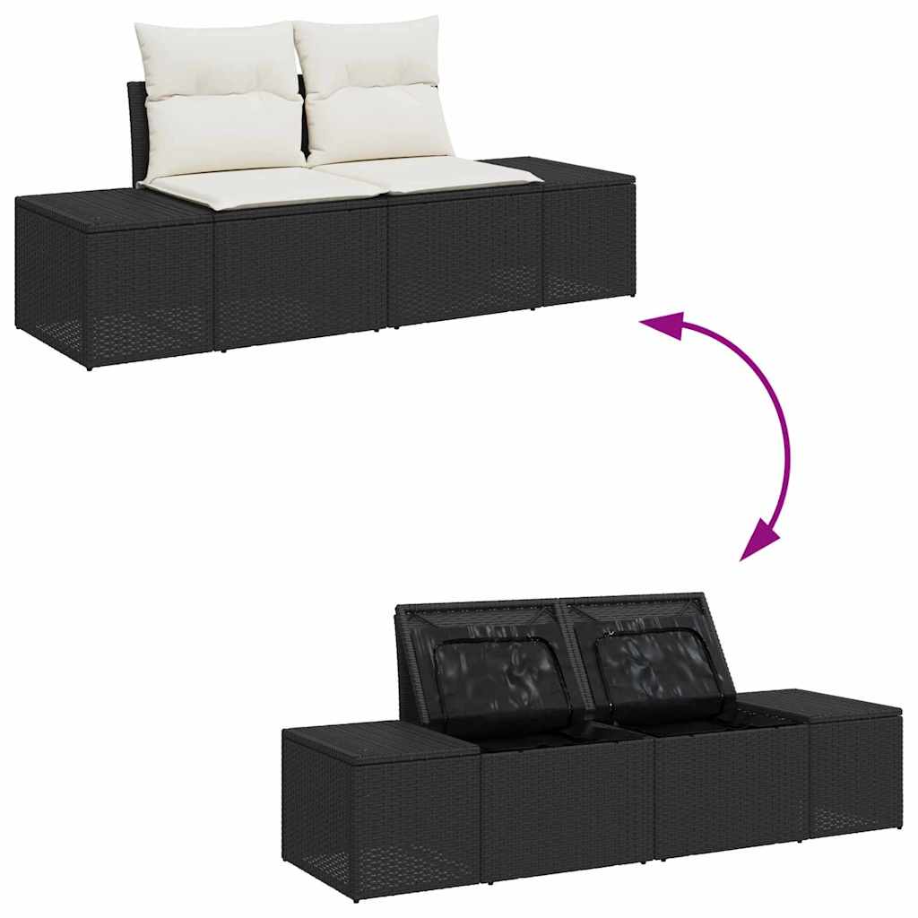 Garden Sofa Set with Cushions 8 pcs Black and Cream Poly Rattan