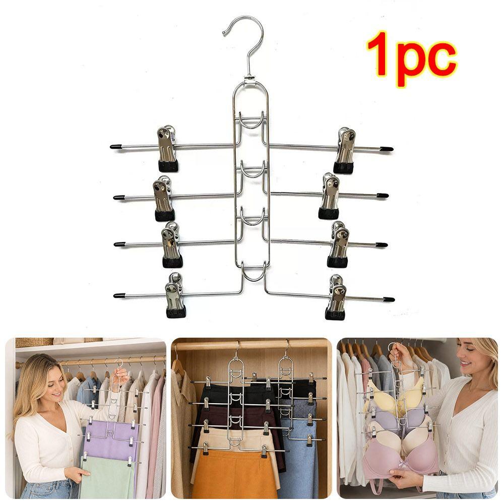 Metal Multi Layer Hanger Non Slip Tips Clip Hanger New Skirt Hanger  Closet Organization