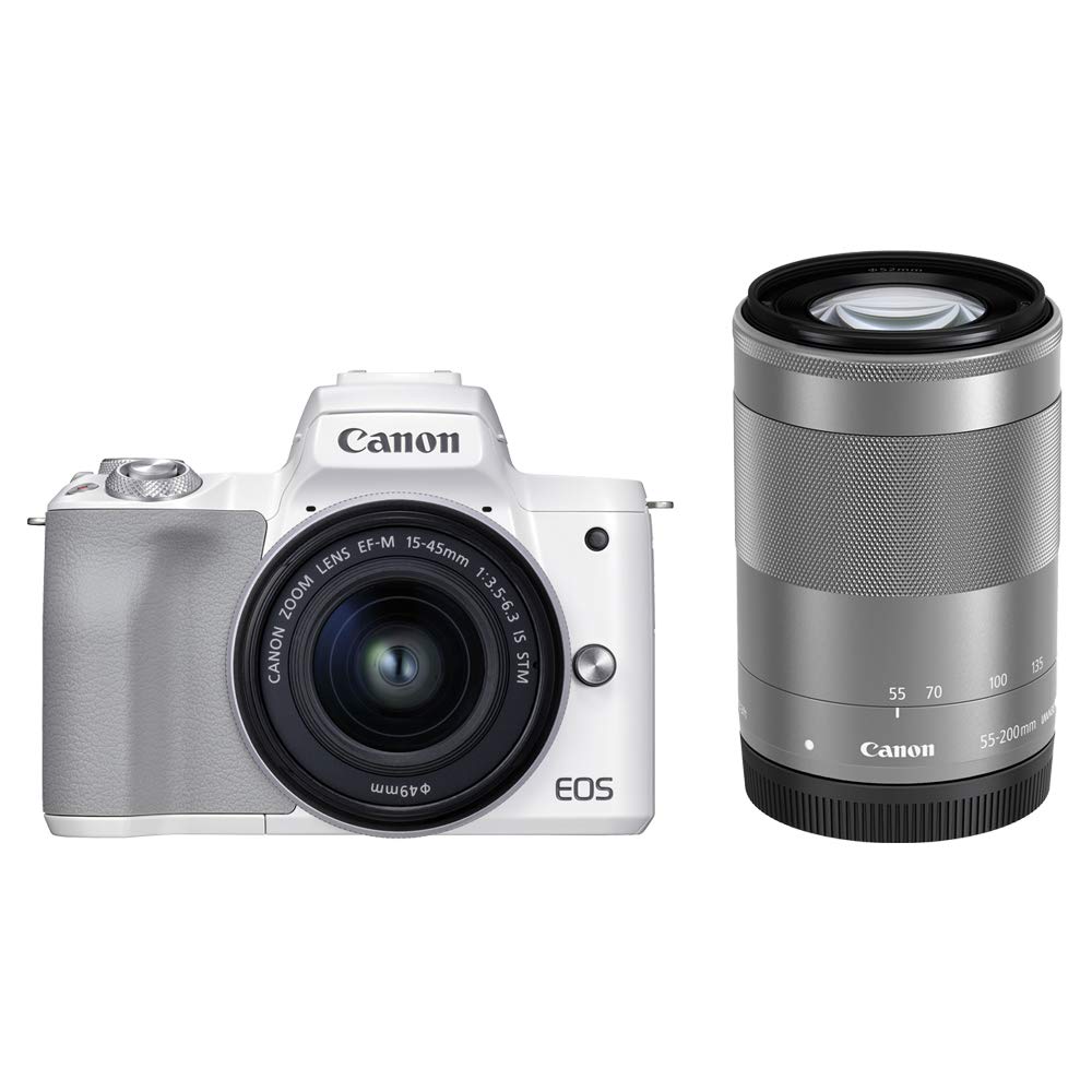 Canon Беззеркальная камера EOS Kiss M2 с двойным зумом, белая, с одним объективом KISSM2WH-WZK