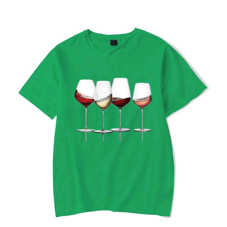 Футболки с винным принтом для женщин, летние повседневные футболки с круглым вырезом, футболки с короткими рукавами, модная футболка