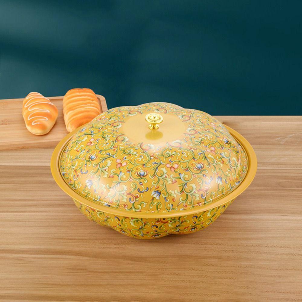 Large Capacity Floral Pot with Lid 30cm Food Tray Bowl Basin For Buffet and Raya Celebrations