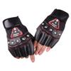 WHITE FANG NT100 Men's Fingerless Leather Cycling Gloves, Breathable Mesh, Road Bike MTB Riding Motorcycle Sports Gloves (Black)