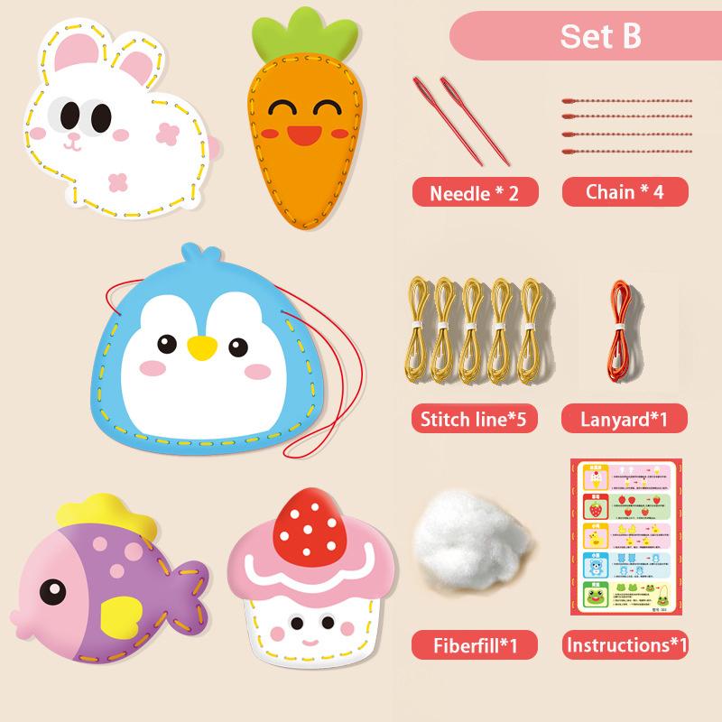 Набор для шитья для начинающих детей, рукоделие, милый мультяшный, DIY проекты мягких игрушек, кукол, подвеска, наплечная сумка, игрушки с нитками