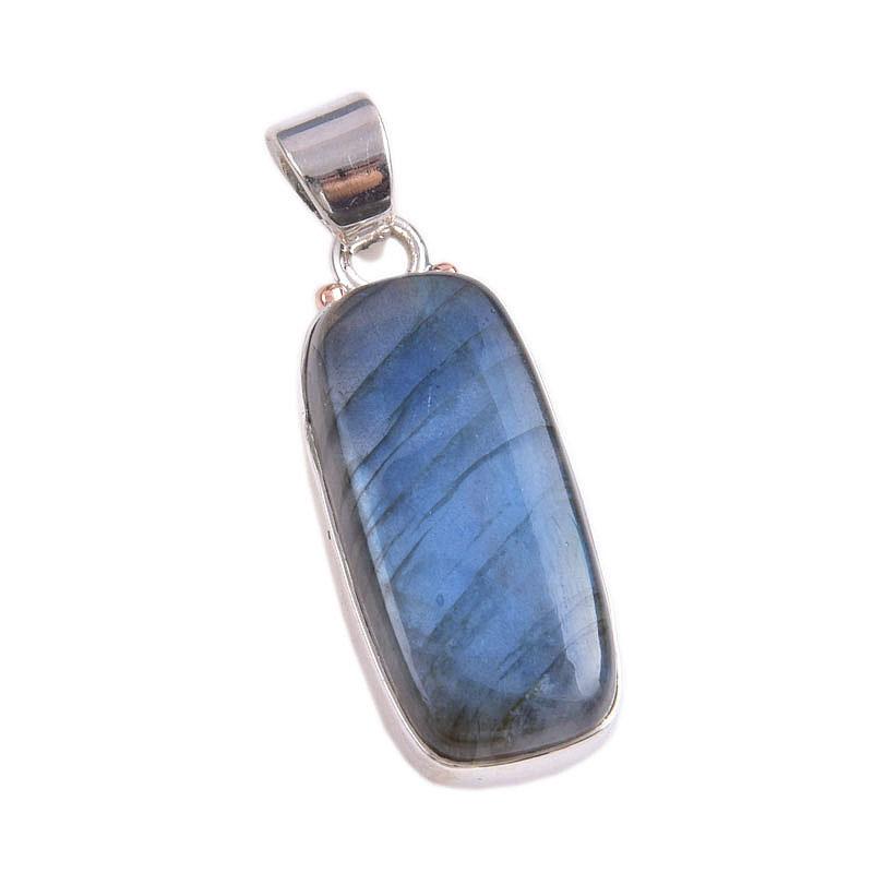 Natural Labradorite Gemstone 925 Solid Sterling Silver Jewelry Pendant 1.5" d5O25