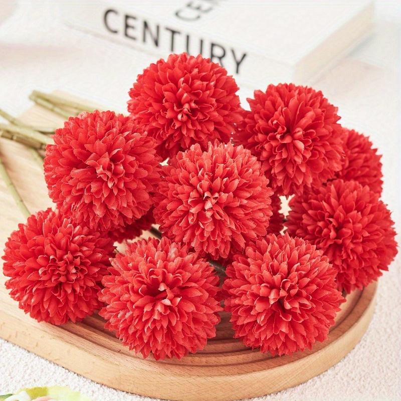 Artificial Chrysanthemum Ball Flowers Dandelion Hydrangea Arrangement Bouquet Present for Friends Bridal Wedding Bouquet Decor for