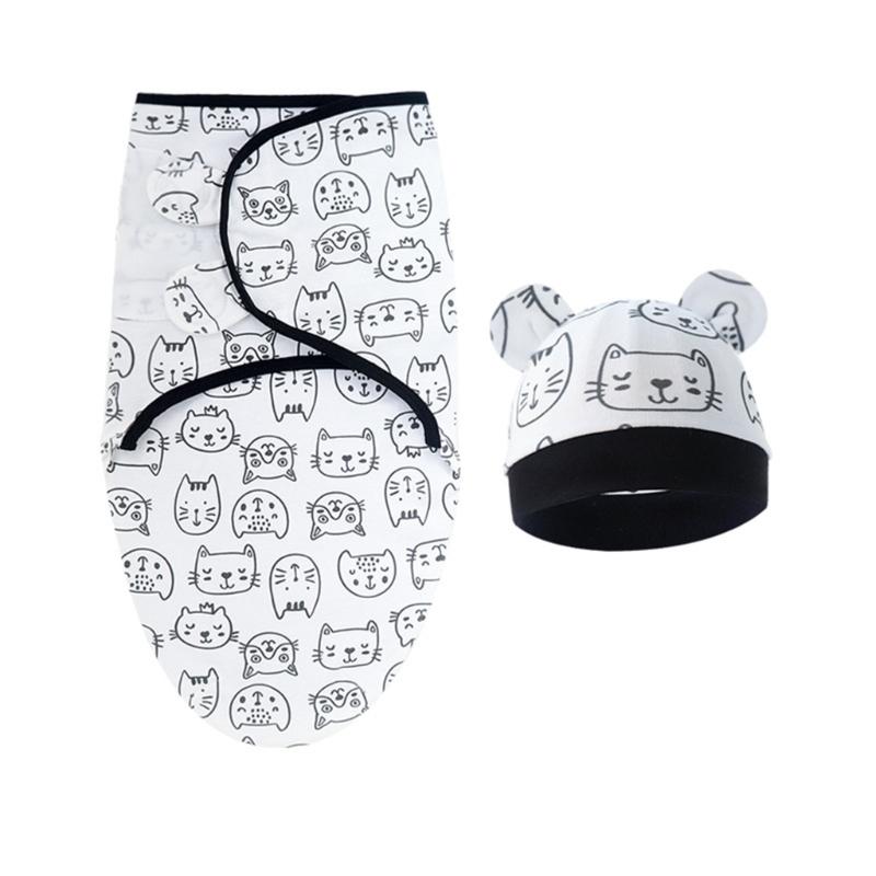 4 Комплекта Детских Пеленок-Коконов, Оберточных Одеял с Шапочкой-Капором, Спальные Мешки, Одеяла против Переворачивания, Пеленки для Малышей 0-12 Месяцев