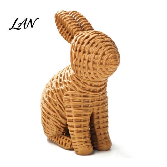 Outdoor Garden Decor 3D Printed Wicker?Look Bunny Figurine, Rattan Texture Rabbit Statue, Style Figurine Weather Resistant Decorative Ornament