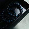 Blue Tiger Eye Bead Bracelet | Unisex Hawk's Eye Stone | Round Beaded Bracelet | Single Circle Style