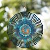 Bohemian Wind Spinner Outdoor Decor 10 Inch Hanging Garden Ornament with 360 Swivel Hook Blue Teal Gold Metal All Season Gift