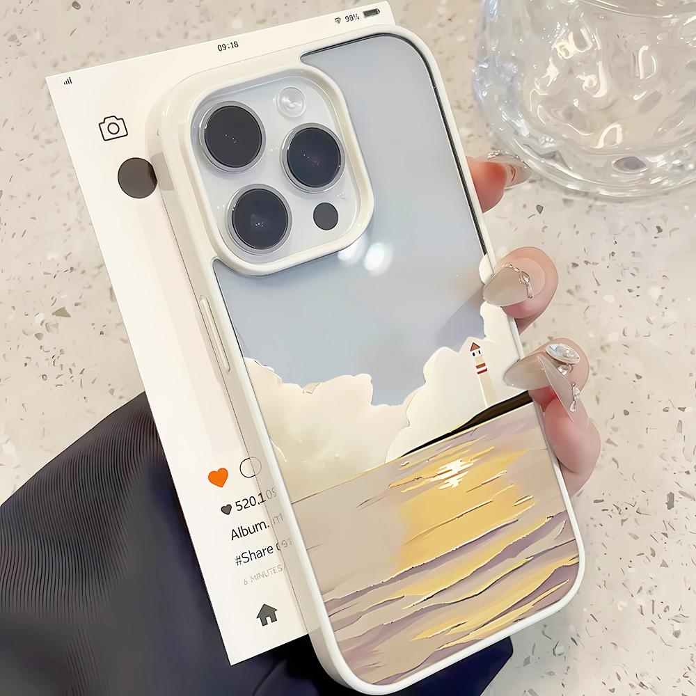 Чехол для телефона "Восход над морем" для iPhone 16 15 14 Pro 13 12 11 17 Pro Max Чехол 16 Plus 17 Air Ударопрочный Мягкий Прозрачный Чехол Coque