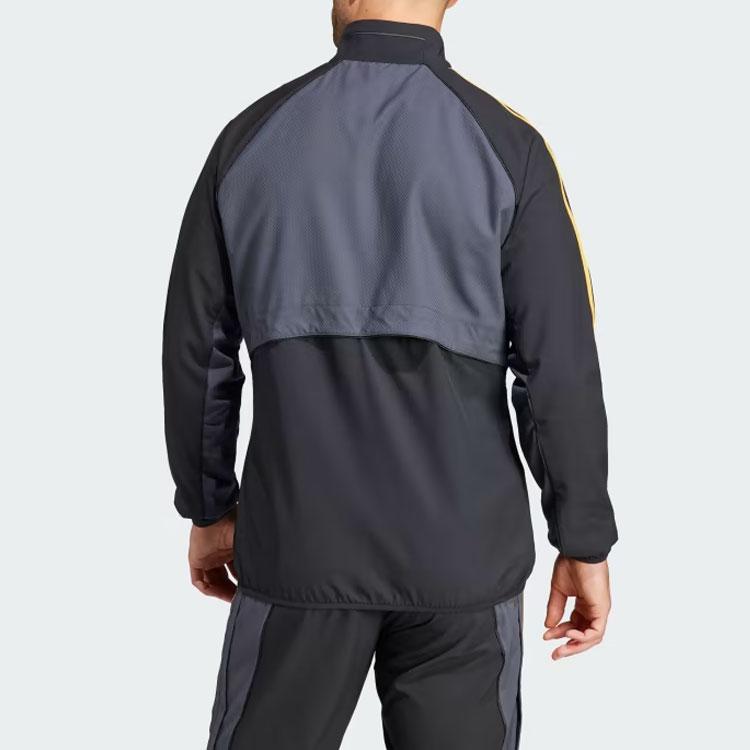 adidas Полосатая приталенная куртка на молнии, мужские куртки, черная HY0641