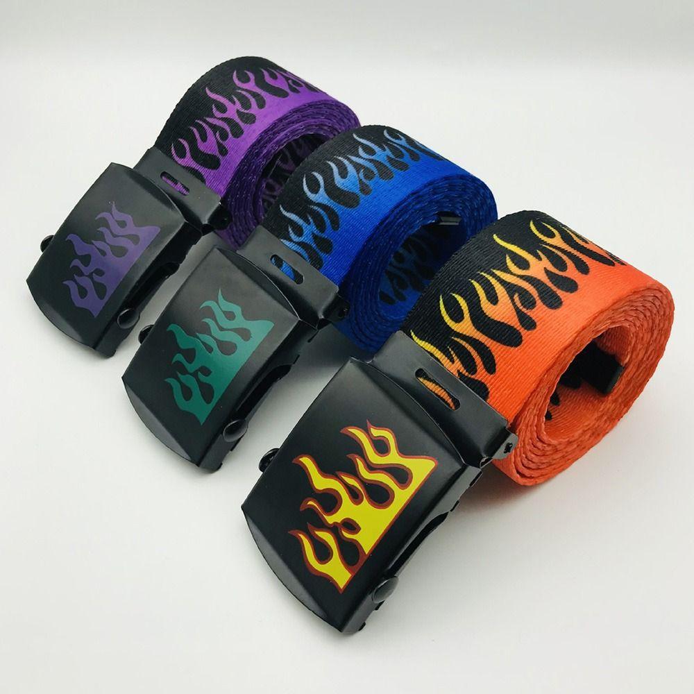 Women Men Jeans Simple Waist Band Canvas Strap Automatic Buckle Waistband Hip Hop Belt