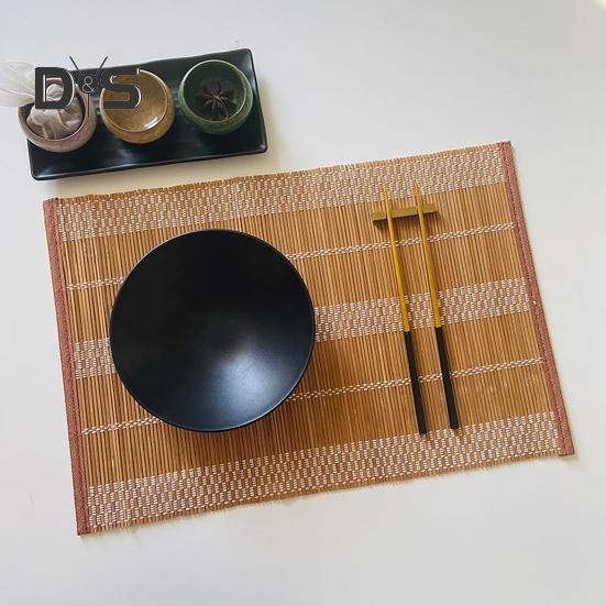 Bamboo Woven Placemat Retangle Shape Thickened Heat-Resistant Oil-Resistant Non-Slip Parties Weddings Banquets Table Decoration Dining Kitchen Mat