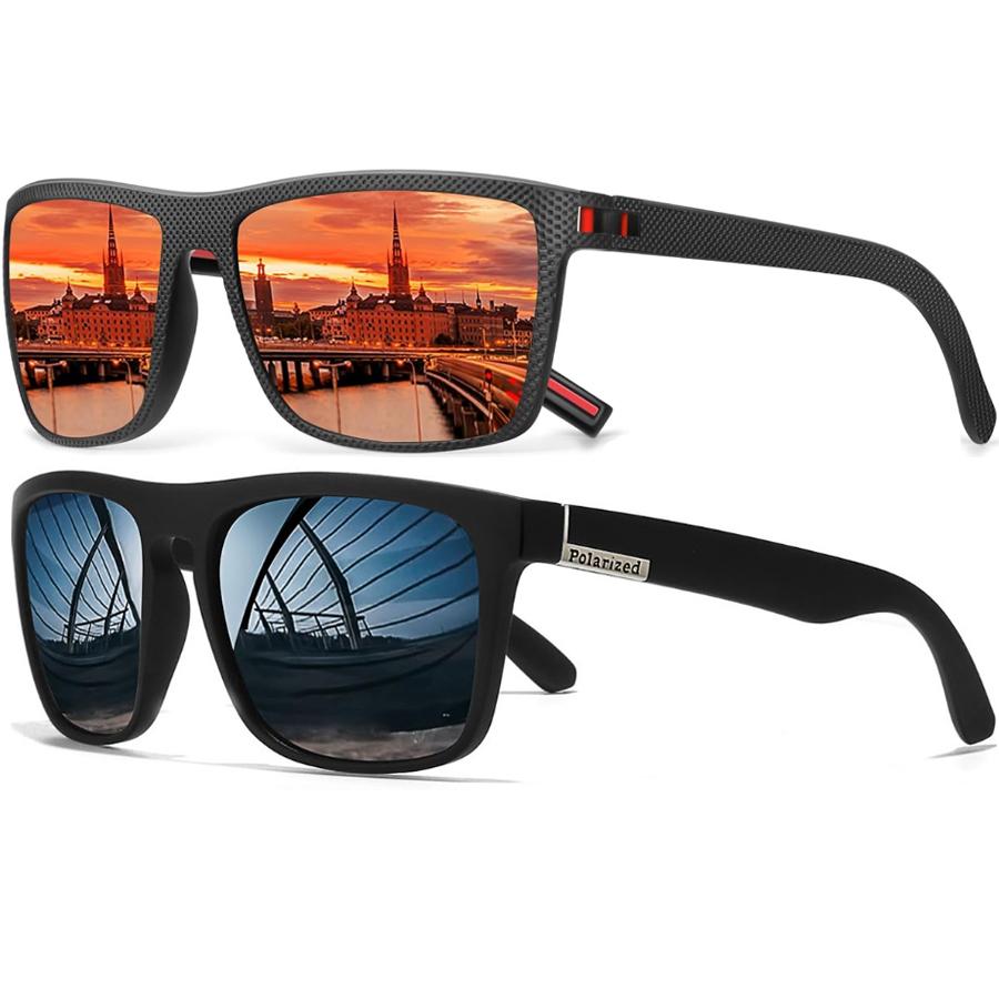 2Pack New Polarized Sunglasses Men Women Trendy Retro Sun Glasses Outdoor Sports Fishing Hiking Driving UV400