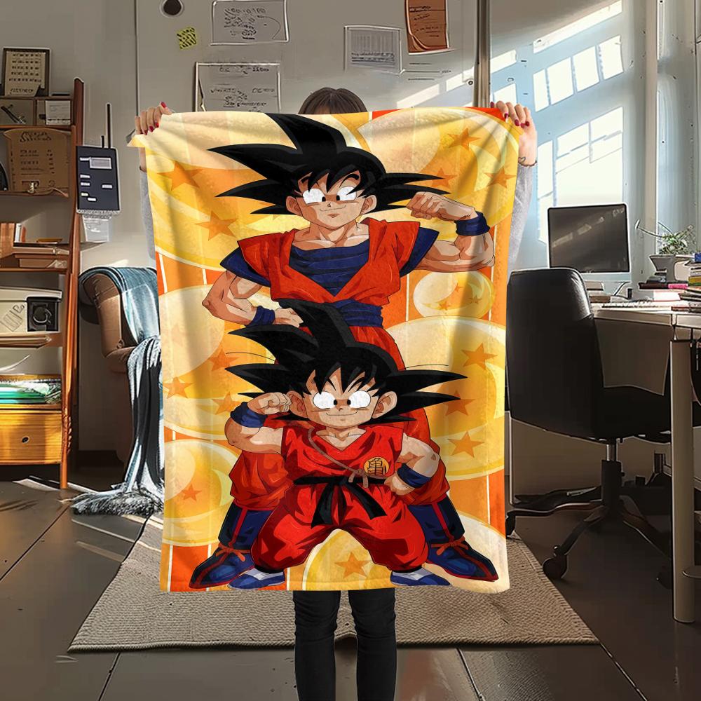Фланелевое одеяло с принтом персонажей Dragon Ball, Высококачественное, Удобное для всех сезонов, Декор для дома, Тепло и уют, Идеально для рождественских подарков