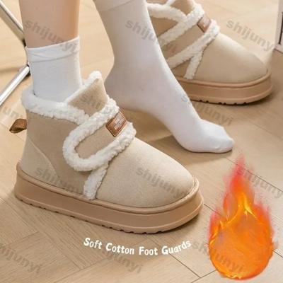 Женские зимние ботинки 2024 года, новые зимние плюшевые нескользящие теплые хлопковые ботинки с толстой подошвой, предотвращающие замерзание, увеличивающие высоту, зимние ботинки для улицы