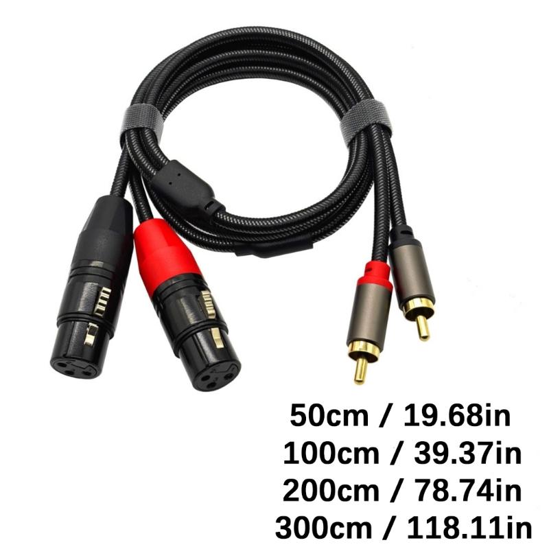 Аудиоадаптер-кабель 2RCA на 2 XLR (розетка) для профессионального студийного оборудования и домашних кинотеатров