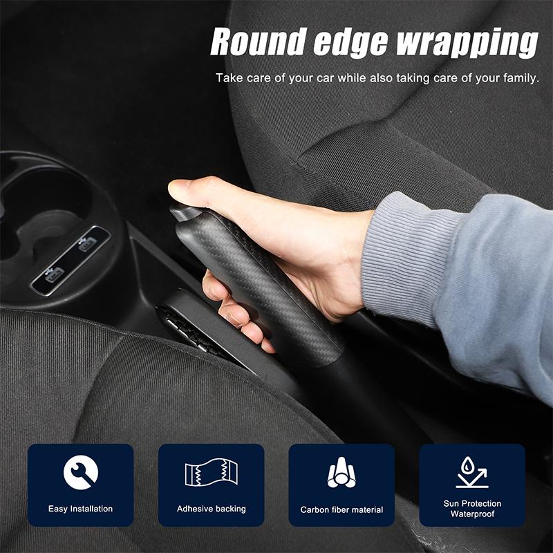 For Fiat 500 2007-2026 Real Carbon Fiber Car Central Control Gear Shift Parking Brake Rod Cover Tirm Sticker Car Accessories