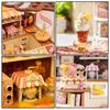 CUTEROOM Dollhouse Kit, Miniature Handmade Set, Beginner's DIY Wooden Dollhouse Toy with Dustproof Cover and LED Light (H023)