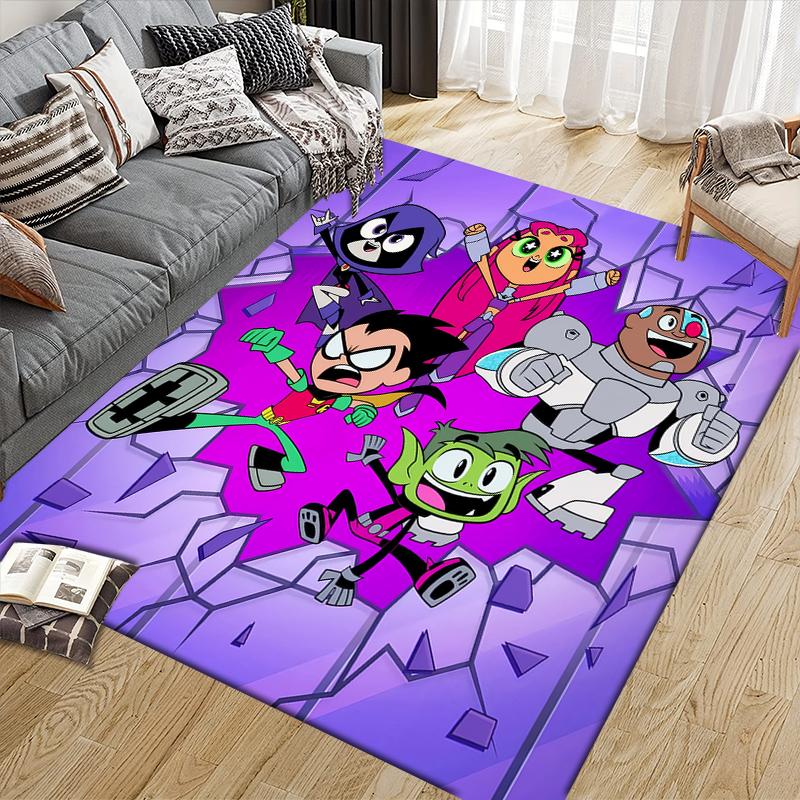 Teen Titans Go! Character Poster Square Area Rug, Non-Slip Floor Mat for Home Office, Perfect Gift for Fans.chl