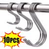 10pcs Stainless Steel S Shaped Hook Multi-function Metal Hanging Hook Clothing Hanger Clasp Holder Kitchen Bathroom Storage Tool