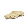 Fashion Fashion Baotou Slippers Summer New Square Toe Shallow Mouth Hollow Soft Sole Non-slip Wear-resistant Low-heeled Shoes