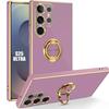Case for Samsung Galaxy S25 Ultra - Shockproof Protection with Purple Rotating Ring