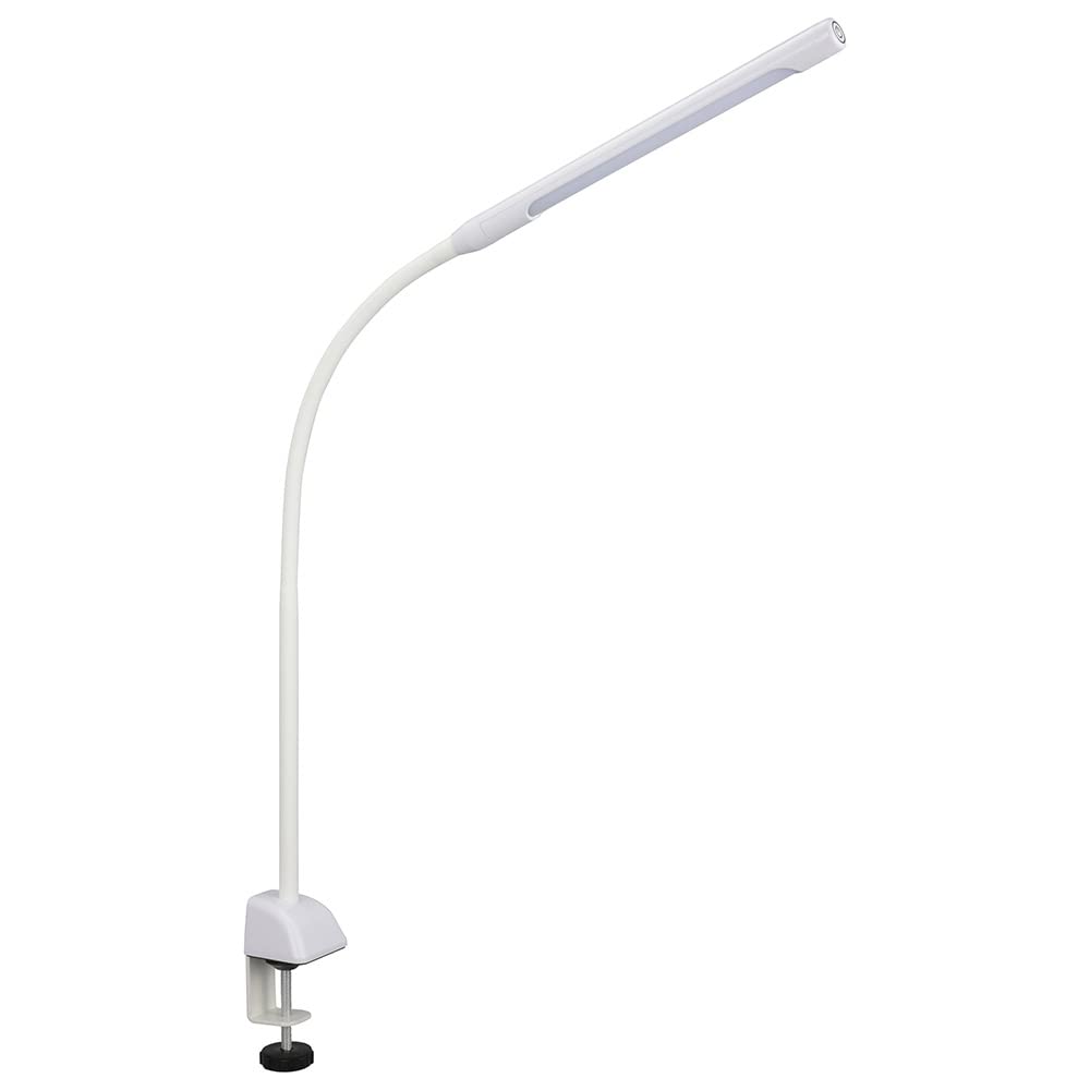 OHM Electric LED Clamp Light, 3-Level Dimming, White, Desk Stand, Desk Lamp, Brightness Adjustment, OAL-LD42AG-W (Product Code: 06-3688)