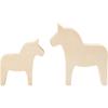 Decorative Object - Wooden Horse To Decorate - 2 Pcs - Light Wood - 7x8 Cm and 9.5x10 Cm