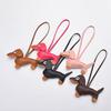 Colorful PU Leather Dachshund Keychain - Handmade Cartoon Dog Bag Charm with Adorable Puppy Design for Keys, Backpacks