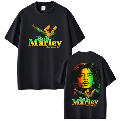 Рэпер Боб Марли One Love Tour 2025 Графическая футболка Мужская Винтажная Хип-хоп Футболка с коротким рукавом 100% Хлопок Футболка Уличная одежда