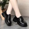 Женские туфли на толстом каблуке, маленькие кожаные туфли в британском стиле, женские лоферы на шнуровке для весны и осени, универсальные туфли-одинарки на платформе с круглым носком