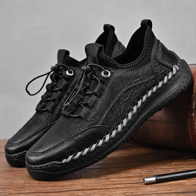 Мода 2025 Мужская повседневная кожаная обувь Мягкая подошва Нескользящая Коровья кожа Мужские кроссовки Ретро стиль Удобная шнуровка Универсальная мужская обувь для хайкинга