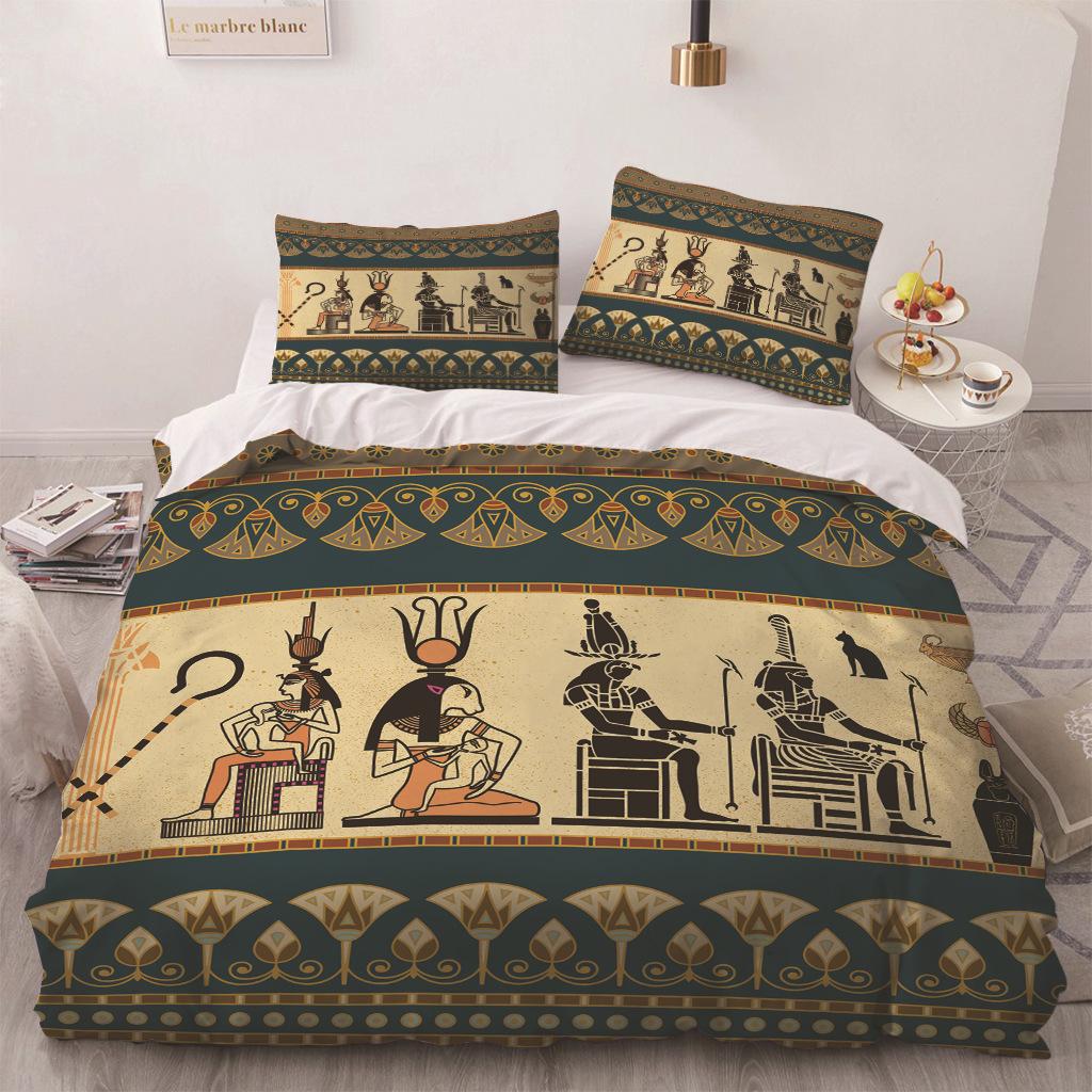 Африка Египет Король Королева Пододеяльник Египетский Фараон Постельное Белье Набор Для Подростков Взрослых Древние Фрески 2/3шт Полиэстер Пододеяльник