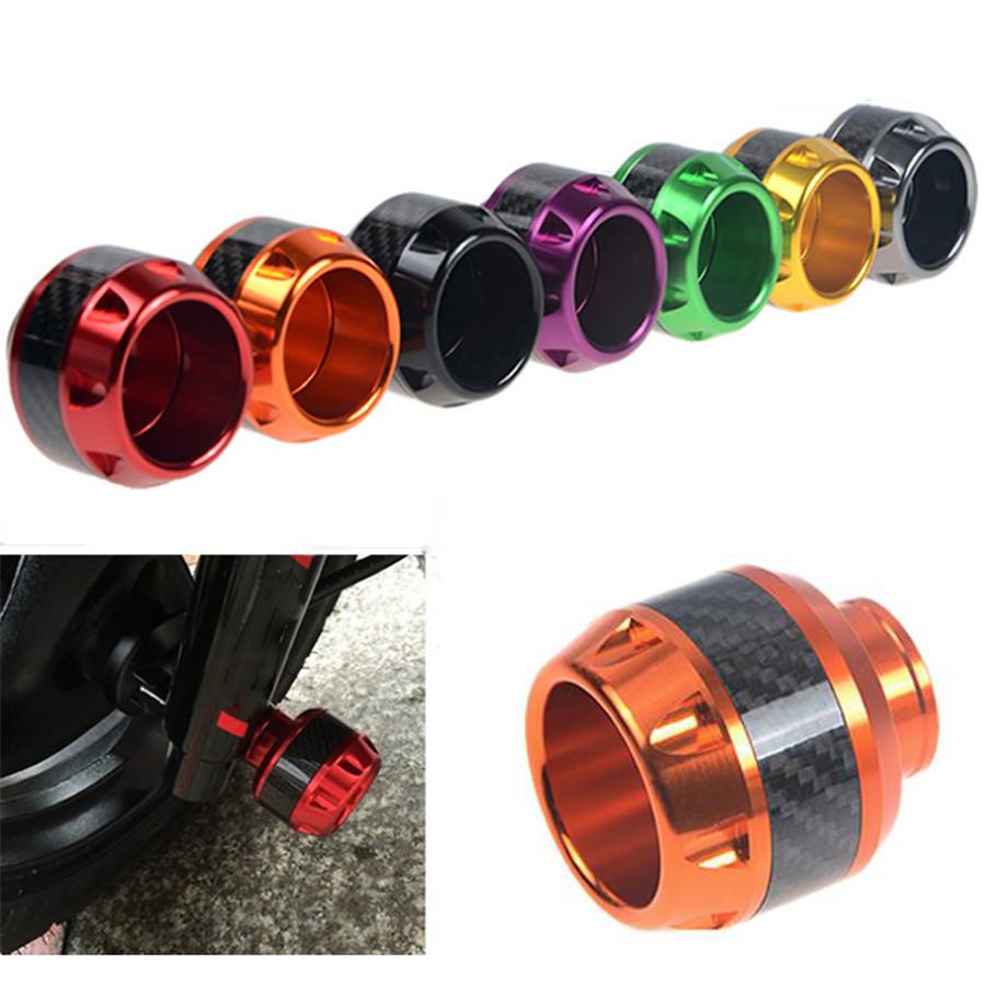 1Pc Orange & Carbon Fiber Look Motorcycle Front Fork Frame Sliders 5.1x5x1.5cm