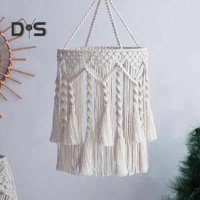 Абажур в стиле бохо с плетением, абажур ручной работы из макраме в стиле бохо, подвесной абажур из хлопковой веревки для спальни, гостиной, декора