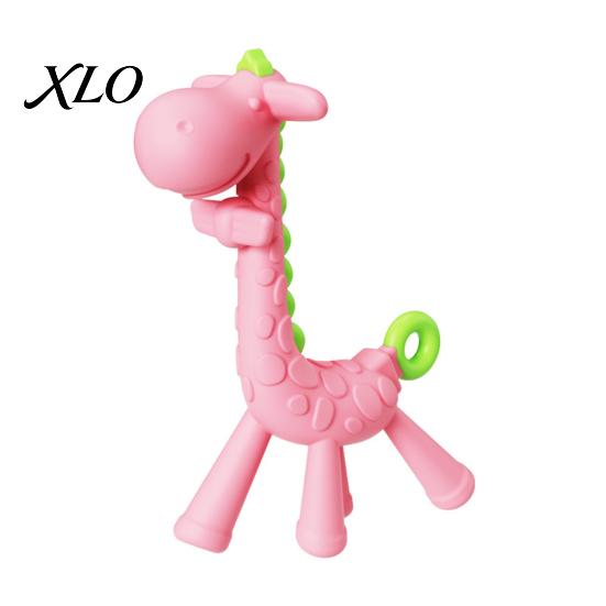 One Piece Molded Teether Baby Giraffe Teething Toy for Infants, Food-Grade Silicone Chew Stick Gum Relief, Safe Tools 3 Months Plus BPA-Free