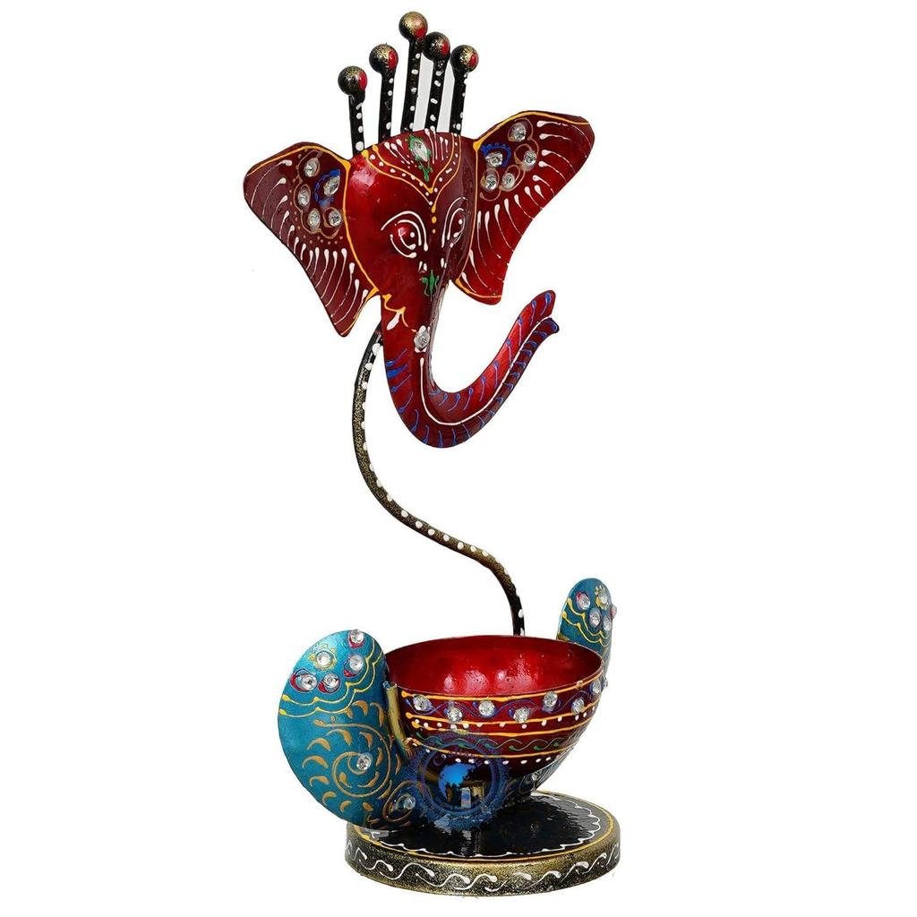 Iron T-Light Candle Holder/Handicraft Metal/Iron Handpainted Tealight Holder/Candle Holder Stand Showpiece/Statue Home Decor, Living Room, Puja Room
