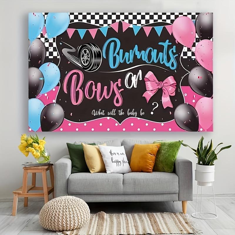 Burnouts or Bows Gender Reveal Decoration Bows or Burnouts Gender Reveal Party Supplies Shower Banner