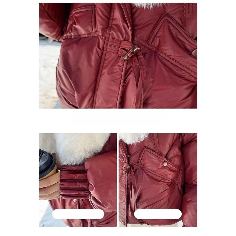 Шикарная зимняя женская куртка в корейском стиле, с воротником из искусственного меха, приталенного силуэта, теплая, с подкладкой, модная верхняя одежда